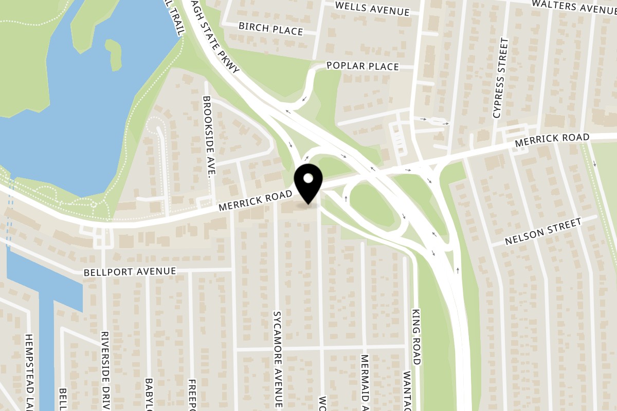Map showing the location of Francesca's Pizza on 3060 Merrick Rd in Wantagh